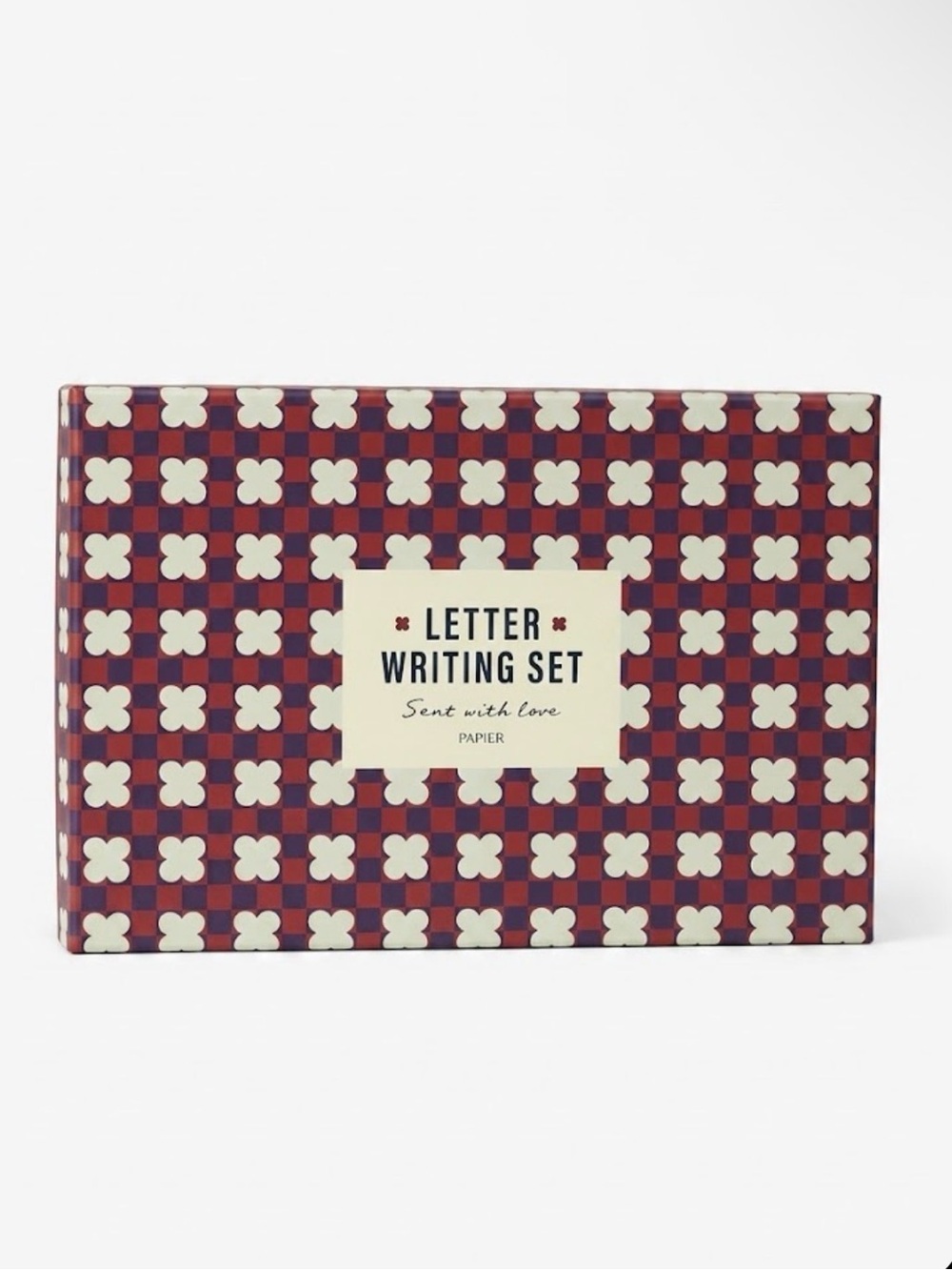 PAPIER x ANTHROPOLOGIE Checked Flower Letter Writing Set + Pen